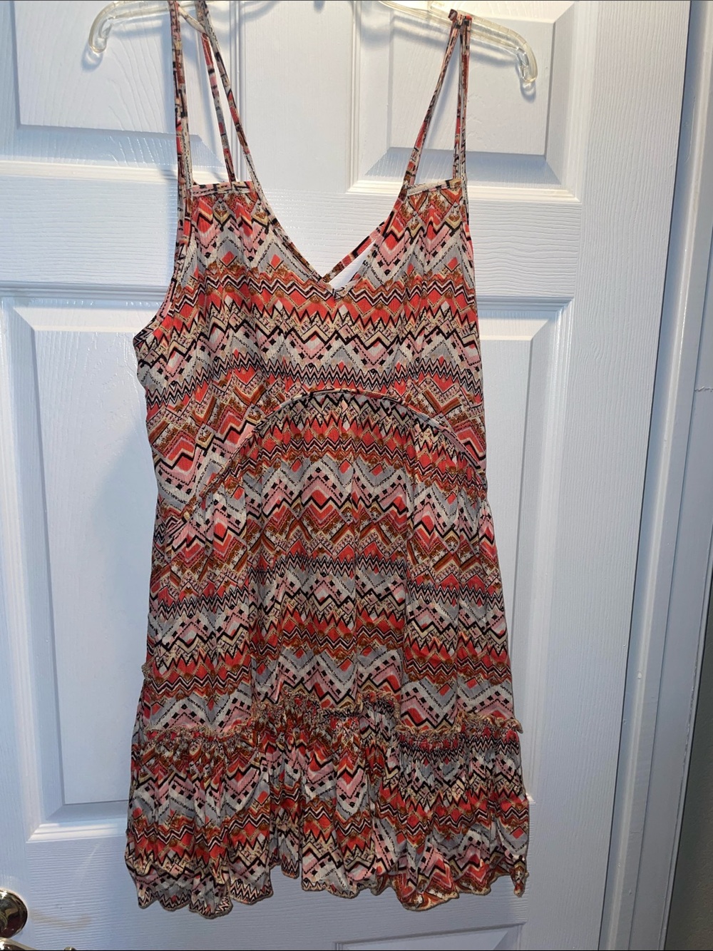 Umgee Coral, Cream & Black Chevron Mini Dress